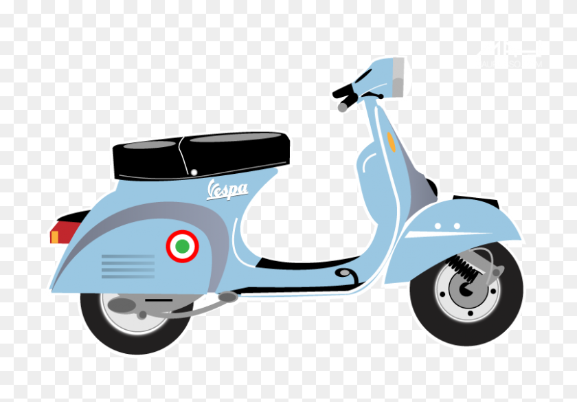 800x539 Vespa Cartoon - Motorcycle Rider Clipart