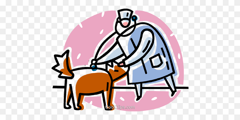 480x359 Ветеринар Осматривает Собаку Клипарт Векторная Иллюстрация - Ветеринарный Клипарт