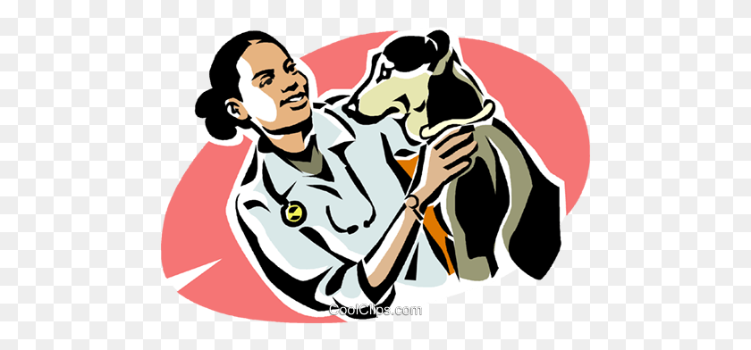 480x332 Vet With A Dog Royalty Free Vector Clip Art Illustration - Rabies Clipart