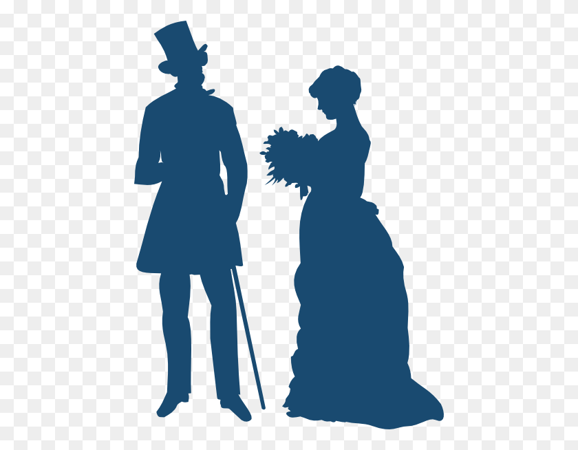 450x594 Victorian Silhouettes Victorian Couple Clip Art History - Historical Clipart