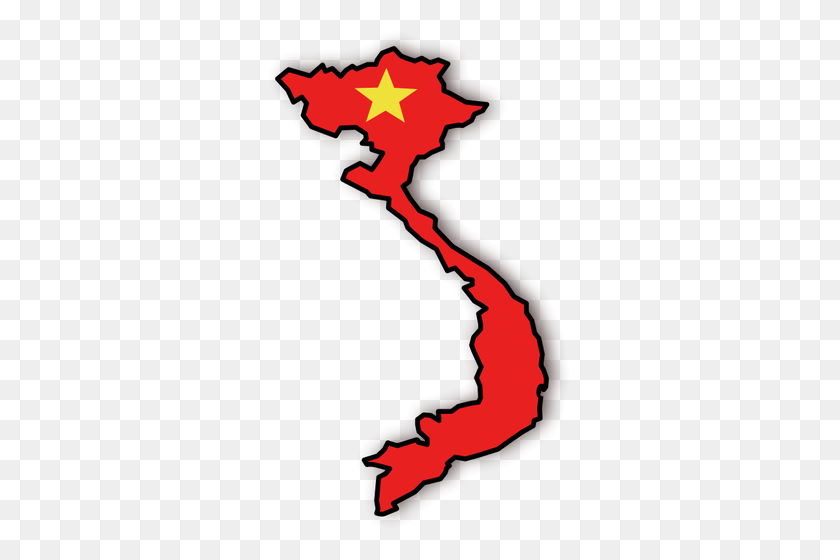 303x500 Флаг И Карта Вьетнама - Вьетнамская Война Клипарт
