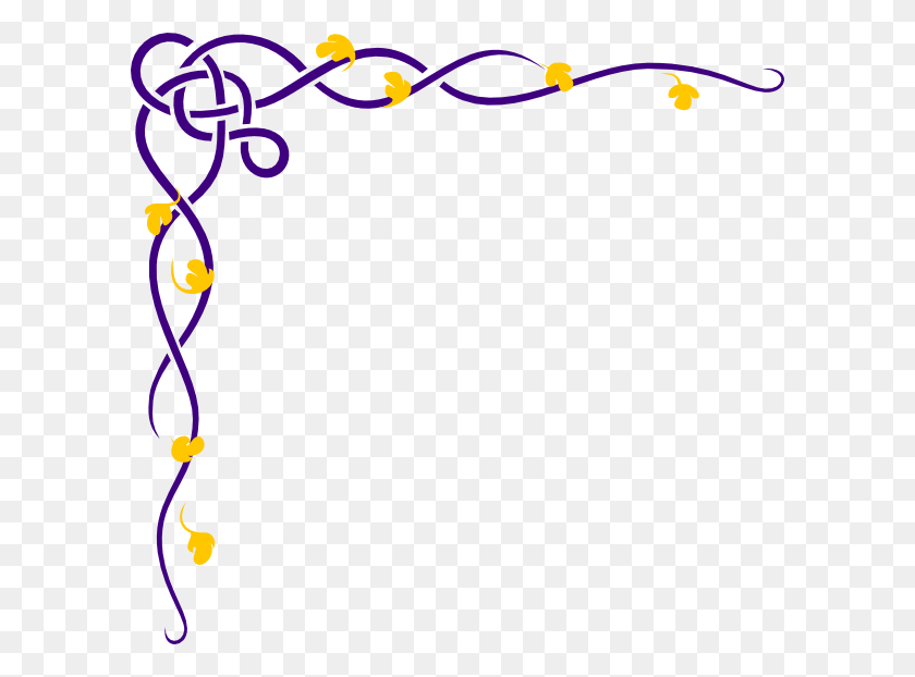 600x562 Vine Violet And Gold Clip Art - Gold Border PNG