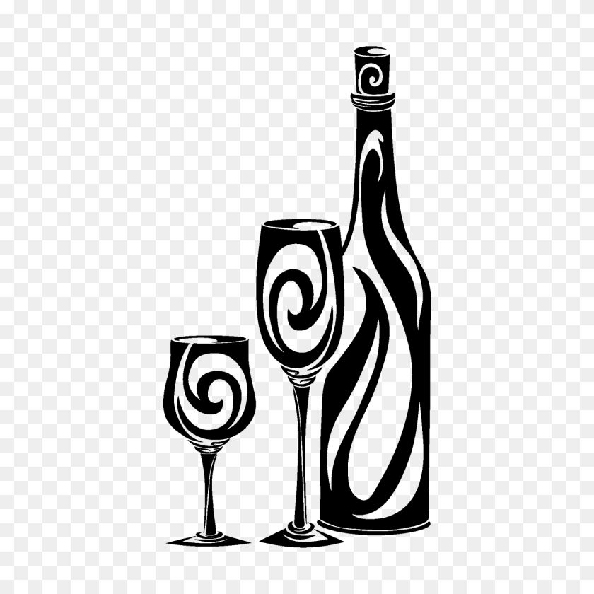 1300x1300 Винило Ботелла Де Вино И Sus Copas Laminas Logos - Клипарт Флейты Для Шампанского