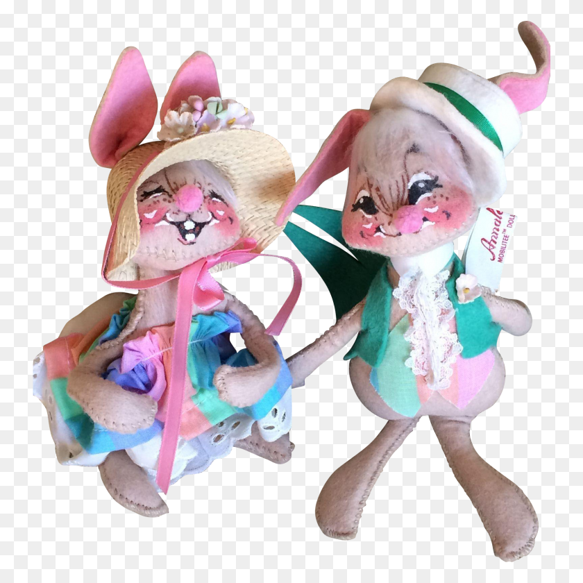1607x1607 Vintage Annalee Mr And Mrs Easter Bunny Dolls Darling Dolls - Easter Bunny Face Clipart