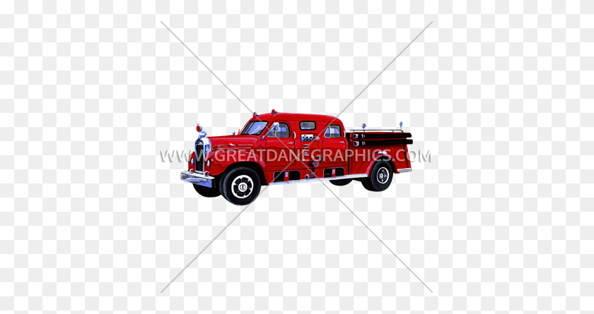 385x385 Винтажная Пожарная Машина, Большое Производство, Готовое Произведение Для Футболки - Пожарная Машина Png