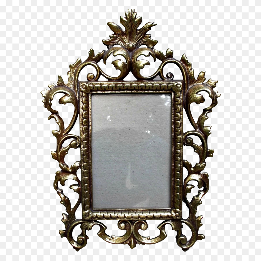 1661x1661 Vintage Metal Cast Iron Gold Wash Picture Frame Rococo Style - Metal Frame PNG