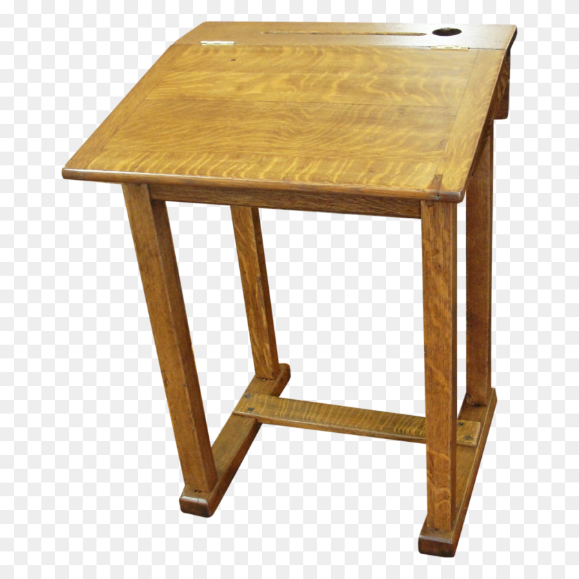 1380x1380 Vintage Oak School Desk Converts From Flat To Slant Top Art - School Desk PNG