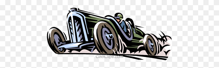 480x204 Vintage Race Car Royalty Free Vector Clip Art Illustration - Vintage Car Clipart