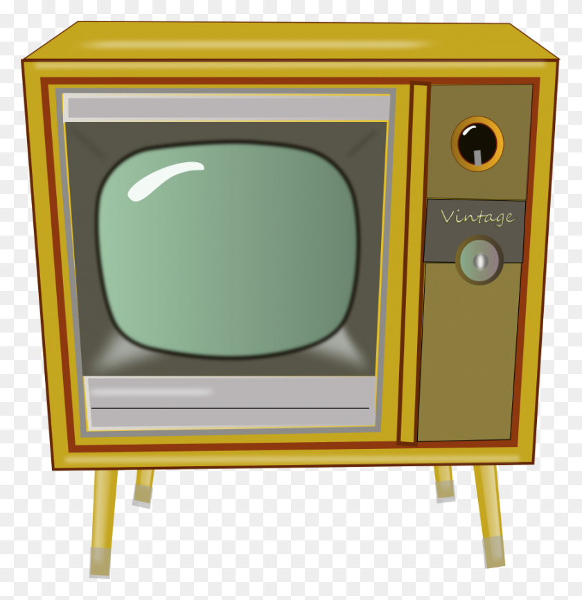 870x900 Vintage Tv Clipart Vector Clip Art Free Design - Microwave Clipart Black And White