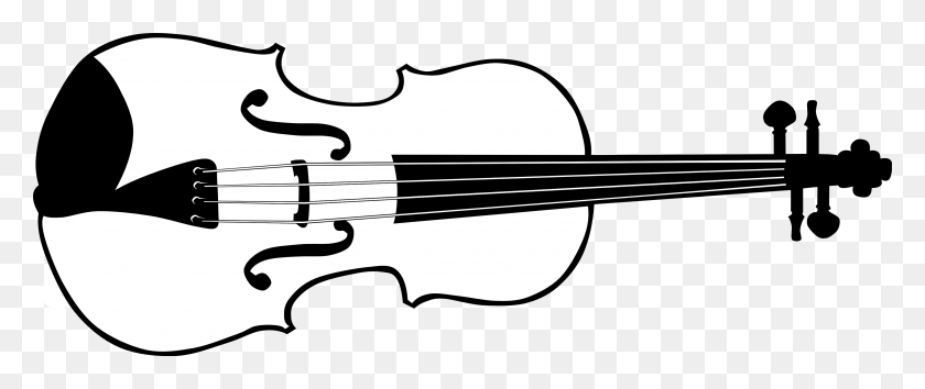 3333x1259 Violin Clip Art Image Black - Napkin Clipart Black And White
