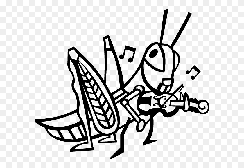 600x519 Violin Clipart Grasshopper - Violin Black And White Clipart