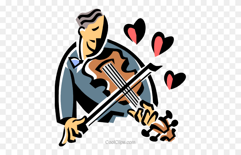 457x480 Violinist Playing Romantic Music Royalty Free Vector Clip Art - Romantic Clipart