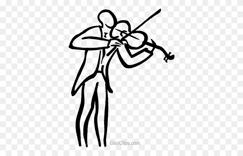 366x480 Violinist Royalty Free Vector Clip Art Illustration - Violin Clipart Black And White