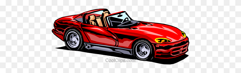 480x197 Viper Sports Car Royalty Free Vector Clipart Ilustración - Muscle Car Clipart