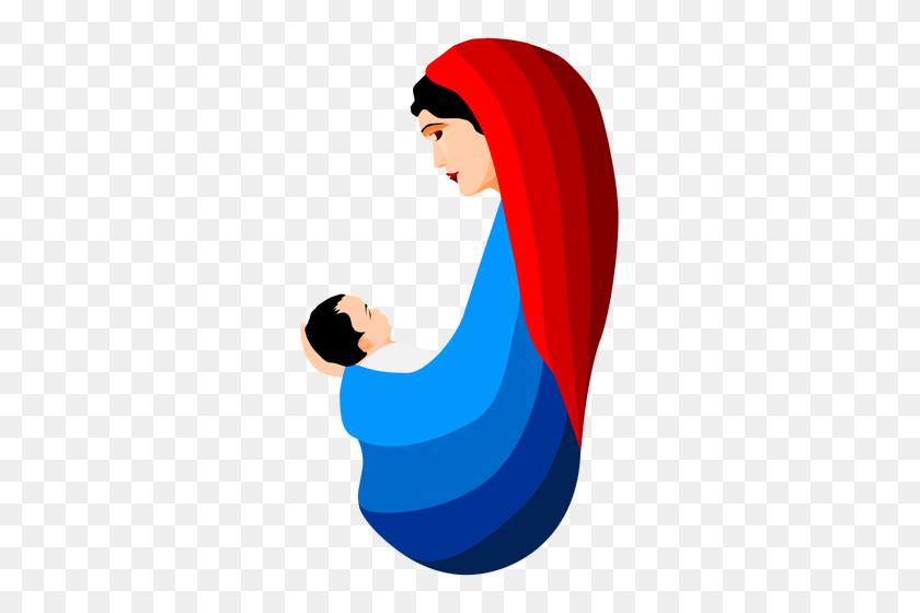 353x500 Virgin Mary And The Infant Jesus - Mary Had A Little Lamb Clipart