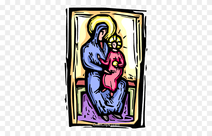 328x480 Virgin Mary Christ Child Royalty Free Vector Clip Art Illustration - Virgin Mary Clipart