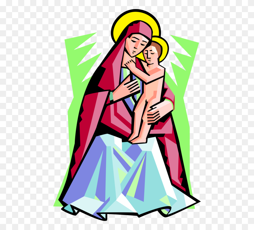 488x700 Virgin Mary With Christ Child Baby Jesus - Virgin Mary Clipart