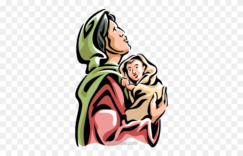 320x480 Virgin Mary With The Christ Child Royalty Free Vector Clip Art - Mother Mary Clipart