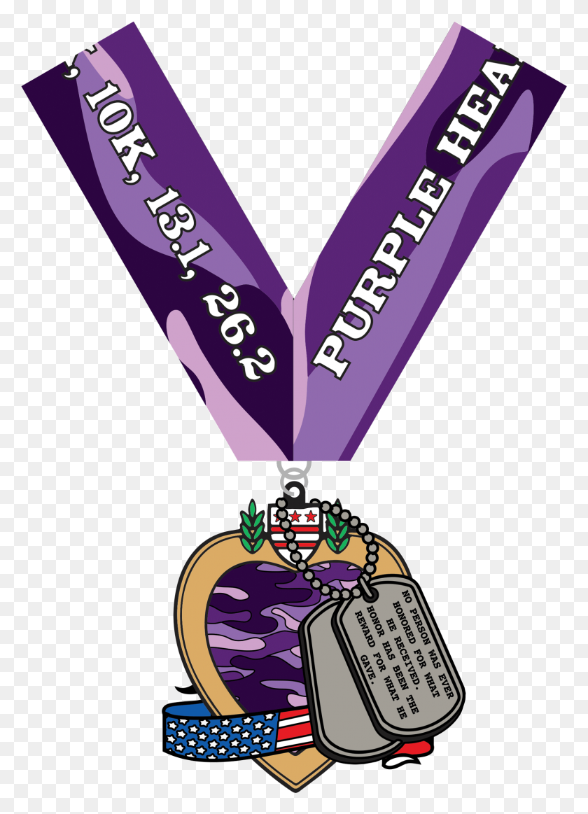 1513x2141 Virtual Run Events - Purple Heart Medal Clipart