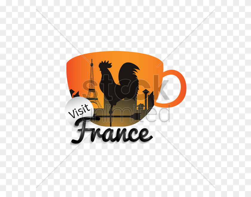 600x600 Посетите Францию ​​Векторное Изображение - Клипарт Петух-Флюгер