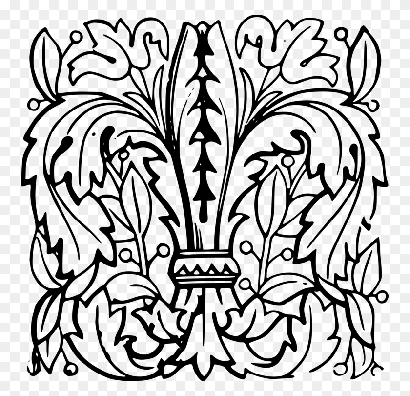 753x750 Изобразительное Искусство Лошадь Цветочный Дизайн Симметрия - Лили Клипарт Черный И Белый