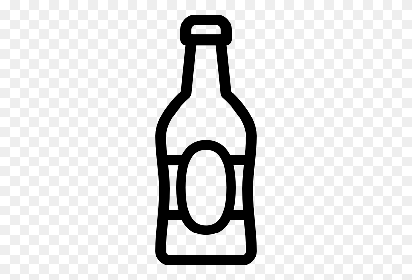 512x512 Значок Visualpharm - Бутылка Пива Клипарт Черно-Белый