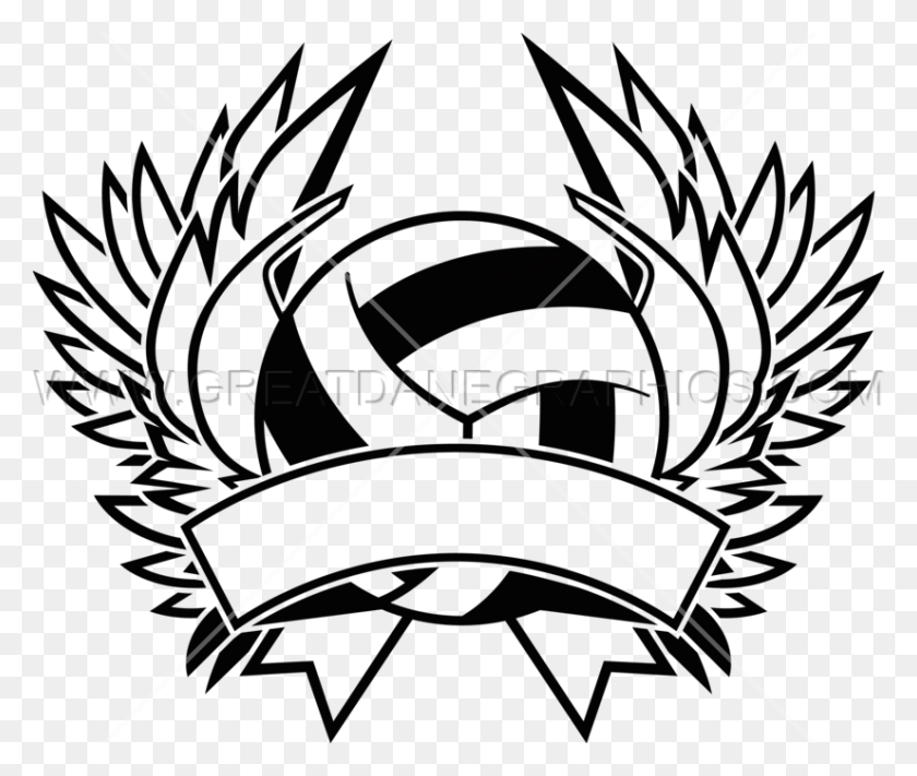 825x689 Volleyball Metal Crest Production Ready Artwork For T Shirt Printing - Volleyball Images Clip Art