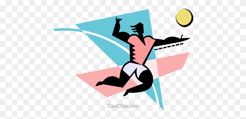 480x347 Volleyball Player Serving The Ball Royalty Free Vector Clip Art - Playing Volleyball Clipart