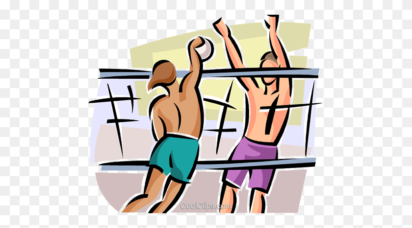 480x406 Volleyball Players Royalty Free Vector Clip Art Illustration - Pro Wrestling Clipart