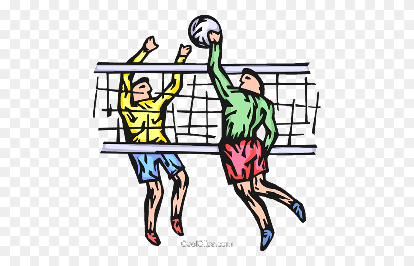 463x480 Volleyball Players Royalty Free Vector Clip Art Illustration - Volley Clipart