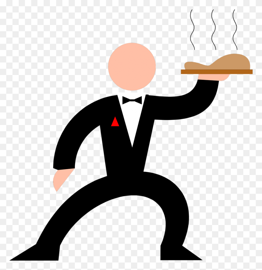 958x988 Waiter Free Stock Photo Illustration Of A Waiter With A Tray - Small Business Clipart