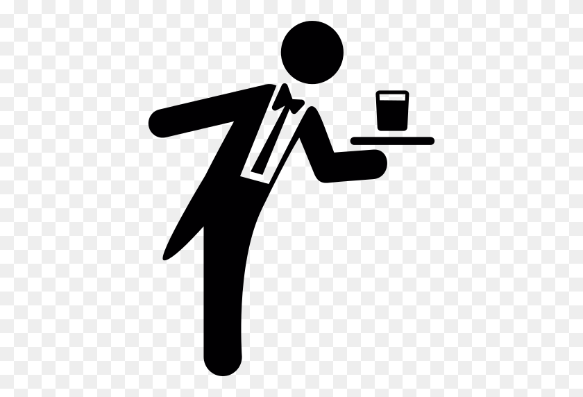 512x512 Waiter Serving A Drink On A Tray Png Icon - Waiter PNG