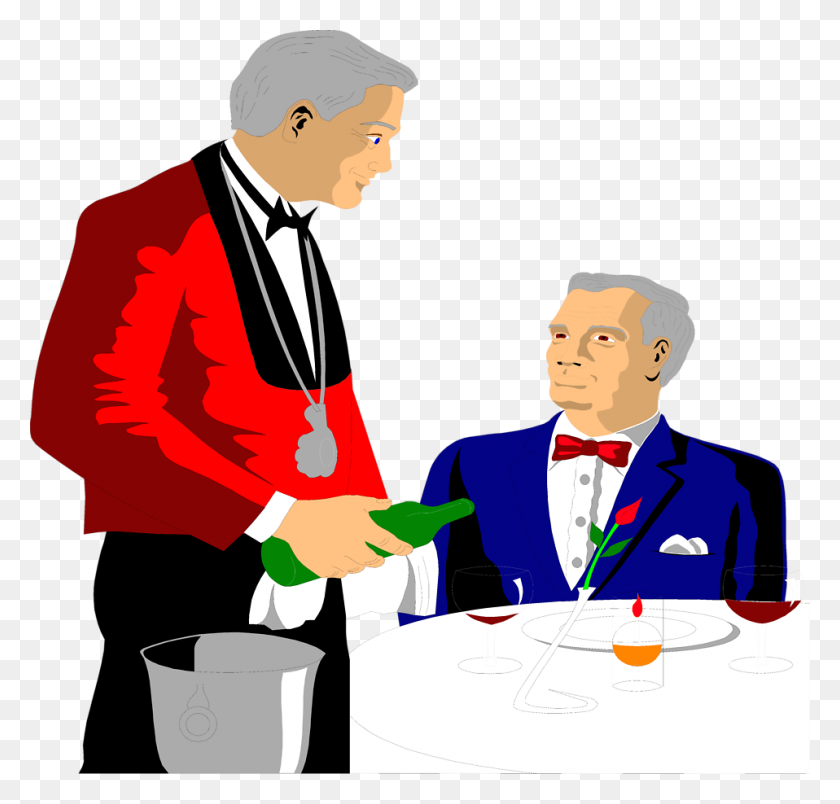 958x914 Waiter Serving Food Clip Art Free Image - Clip Art Waiter