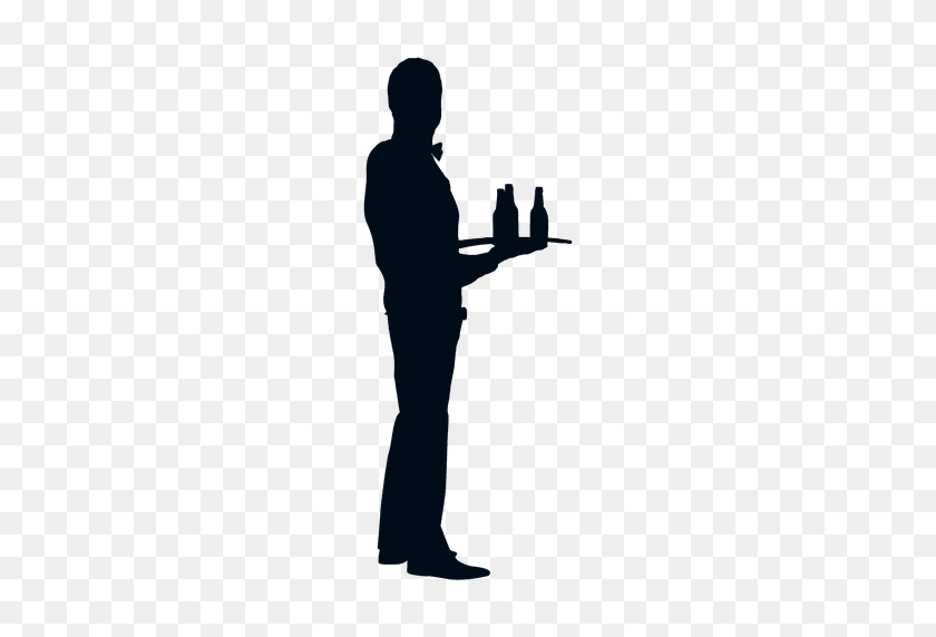 512x512 Waiter With Bottles Silhouette - Waiter PNG