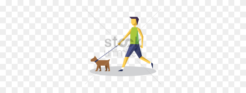 260x260 Walking Dog Clipart - Girl Walking Dog Clipart