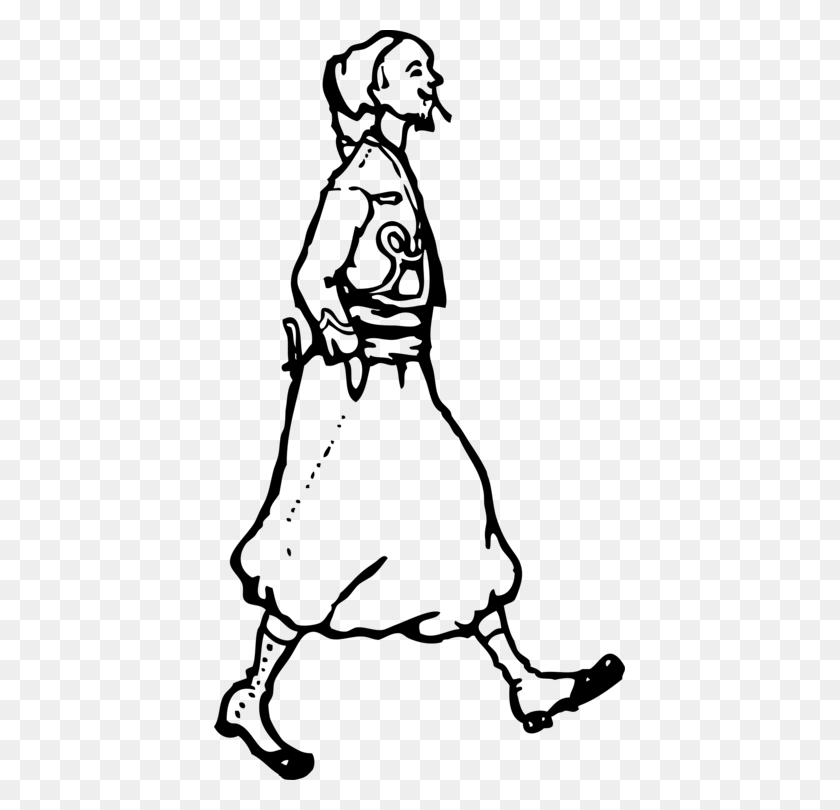 411x750 Walking Download Drawing Outline Silhouette - Walking Clipart Black And White