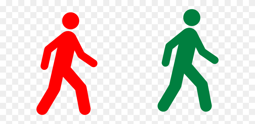 600x350 Caminando Hombre Rojo Verde Clipart - Persona Caminando Clipart