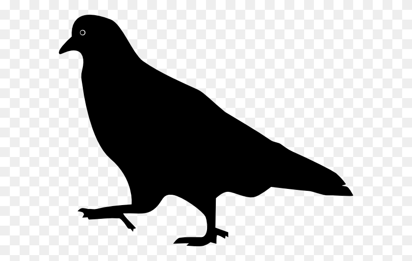 600x472 Walking Pigeon Silhouette Clip Art - Pigeon Clipart Black And White