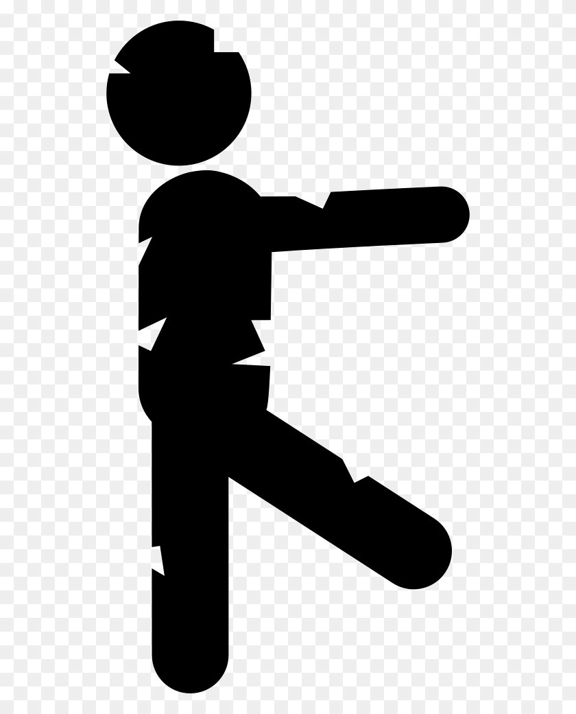 530x980 Walking Zombie Man Silhouette From Side View Png Icon Free - Walking Silhouette PNG