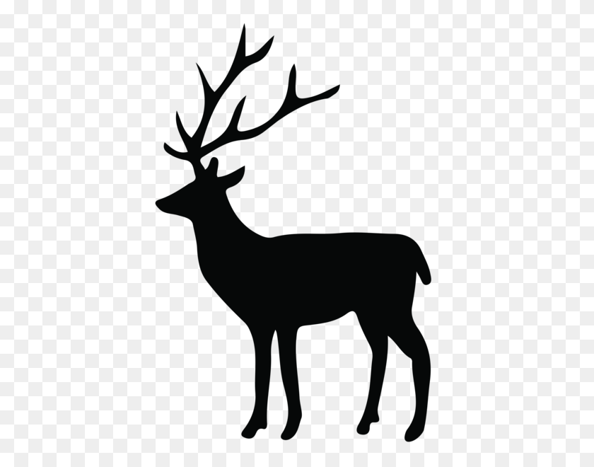 412x600 Wall Art Silhouette, Deer - Reindeer Clipart Black And White