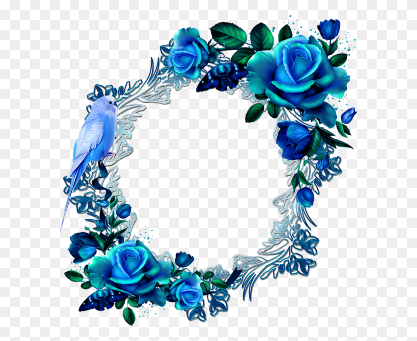 600x628 Fondos De Pantalla Y Más Flores, Azul - Clipart De Guirnalda Floral En Blanco Y Negro