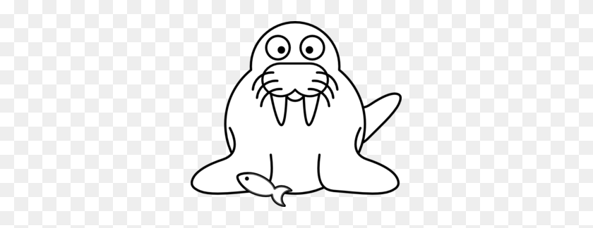 299x264 Walrus Clipart Black And White - Walrus Black And White Clipart