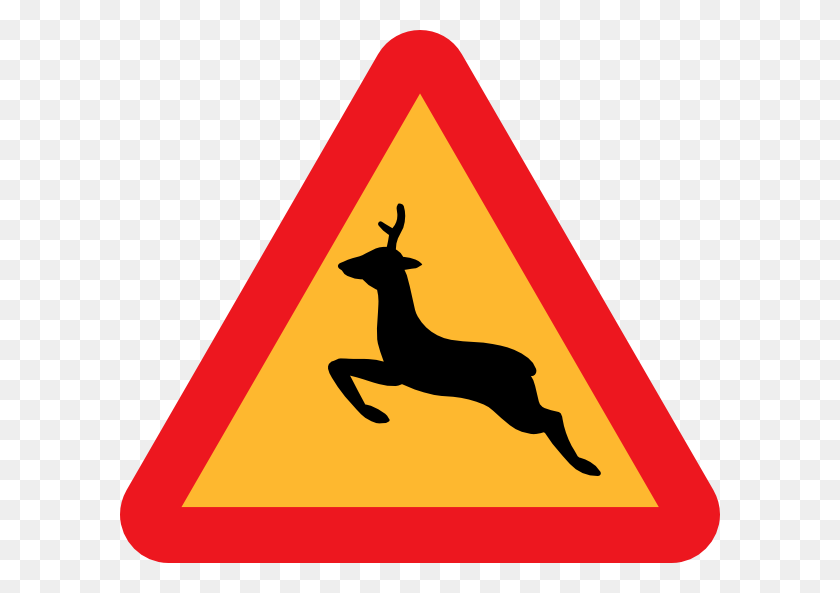 600x533 Warning Deer Road Sign Clip Art Free Vector - Drunk Driving Clipart