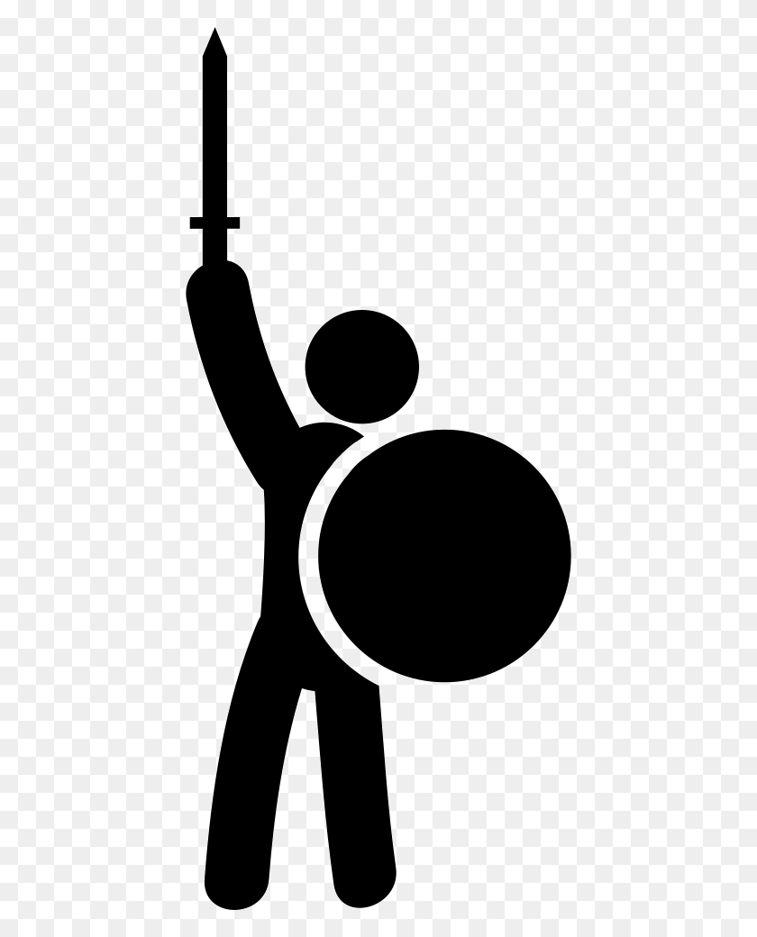 428x980 Warrior With Sword And Shield Png Icon Free Download - Sword And Shield PNG