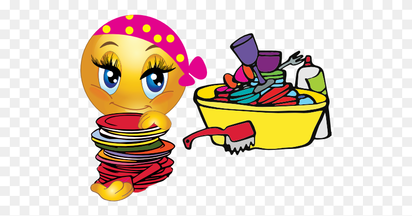 512x381 Washing Girl Smiley Emoticon Clipart - Girl Washing Dishes Clipart
