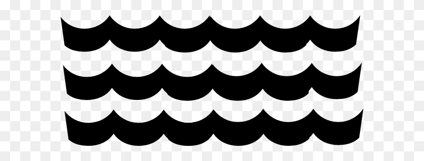 600x259 Water Black And White Water Waves Clip Art Free - Water Jug Clipart