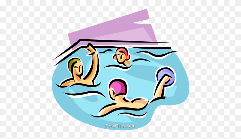 480x424 Water Polo Players Royalty Free Vector Clip Art Illustration - Water Polo Clipart