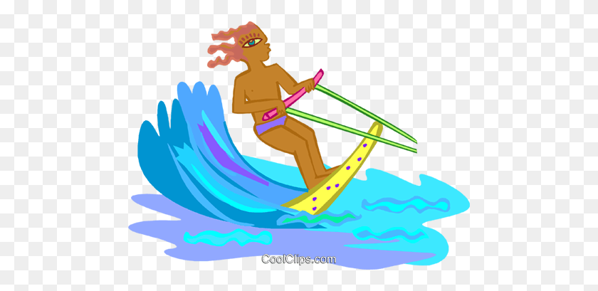 480x349 Water Skiing Royalty Free Vector Clip Art Illustration - Water Skiing Clipart