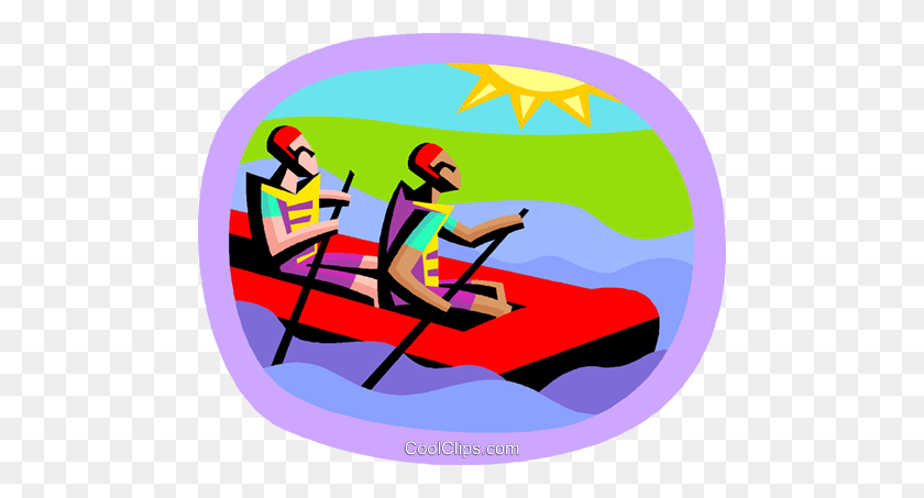 480x393 Deportes Acuáticos, Rafting Royalty Free Vector Clipart Illustration - White Water Rafting Clipart