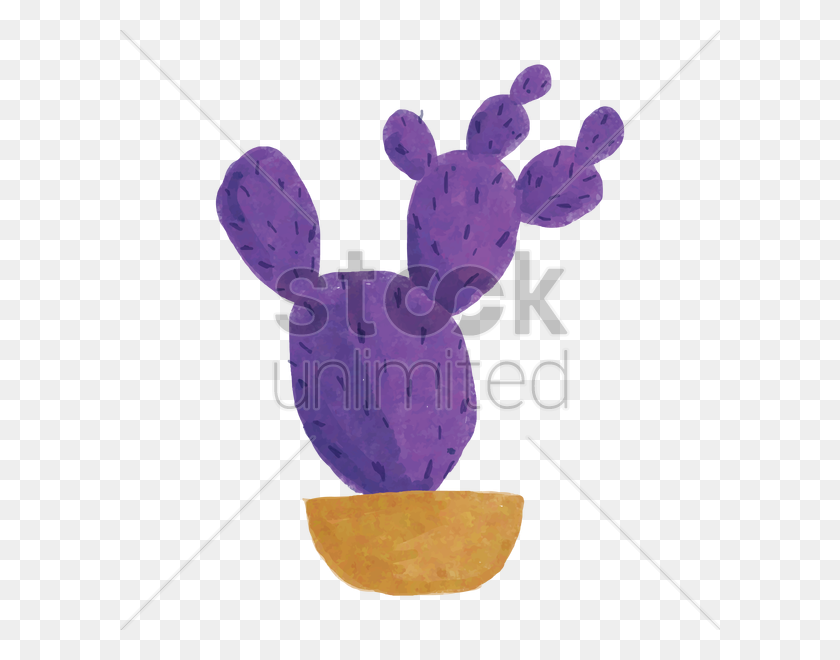 600x600 Watercolor Cactus Vector Image - Purple Watercolor PNG